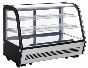 METRO Professional Kühlvitrine GCV 1130, Edelstahl / Glas, 88 x 56.8 x 68.6 cm, 130 L,  Kühlung mit Umluftventilator, silber / schwarz