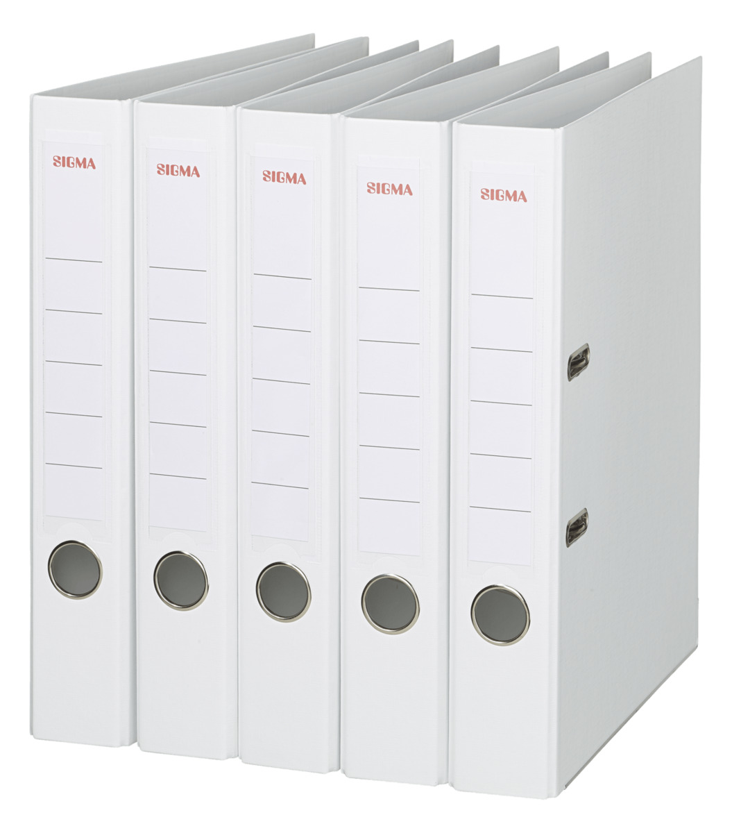 Bild 1 von SIGMA Ordner, Polypropylen, DIN A4, 50 mm, schmal, weiß, 5 Stück