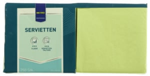 METRO Professional Zelltuch-Servietten, 24 x 24 cm, 1/4 Falz, 3-lagig, kiwigrün, 250 Stück