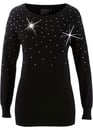 Bild 1 von Long-Pullover mit Glitzersteinen, 36/38, Schwarz