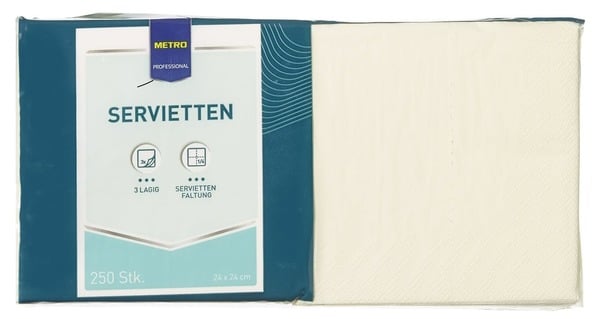 Bild 1 von METRO Professional Servietten Champagner 24 x 24 cm 1/4 Falz 250 Stück