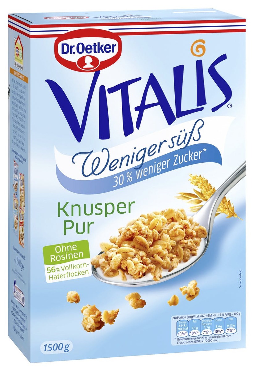 Bild 1 von Dr. Oetker Müsli Vitalis Knusper Weniger Süß (1,5 kg)