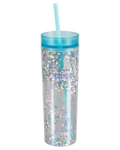 Trinkbecher mit Glitter, ca. 460 ml, blau