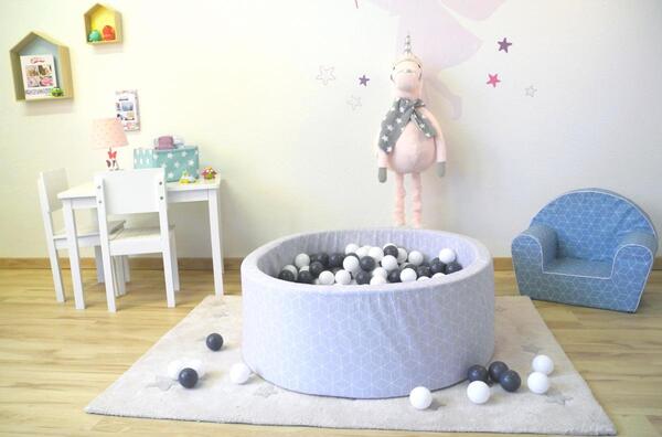 Bild 2 von Bällebad soft - "Geo cube grey" - 300 balls grey/creme