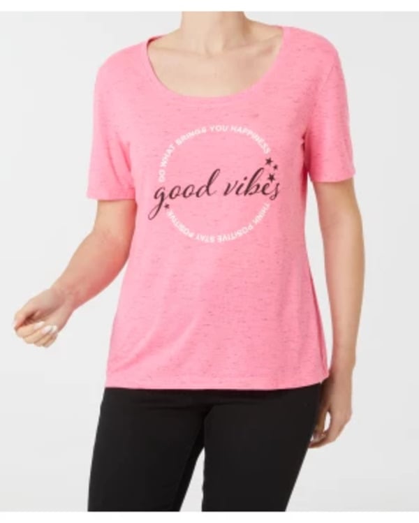 Bild 1 von Meliertes T-Shirt, Rundhalsausschnitt, pink/schwarz