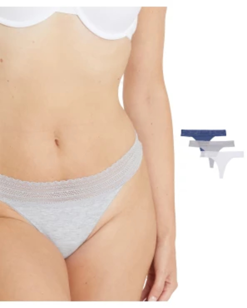 Bild 1 von Strings mit Spitzenbund, 3er-Pack, Janina, grau