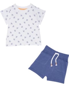 Newborn T-Shirt + Shorts, Ergee, 2-tlg. Set, blau