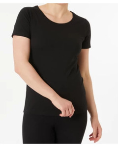 T-Shirt mit Stretch, Janina, Rundhalsausschnitt, schwarz