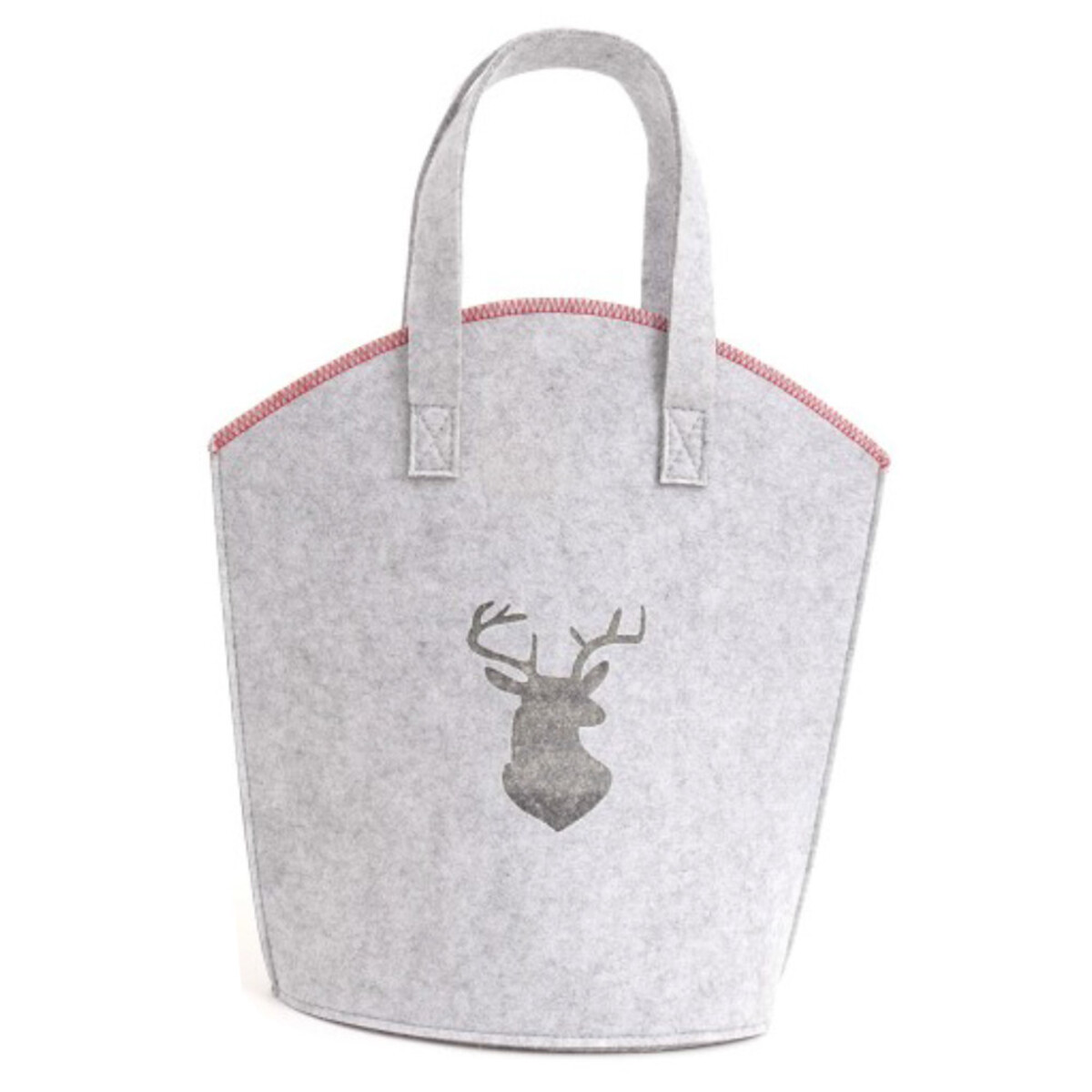 Bild 1 von Geschenktasche 25 x 12 x 36 cm aus Filz in Hellgrau mit Hirschmotiv
