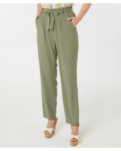 Pull-on-Hose aus Viskose, Janina, mit Bindegürtel, Khaki