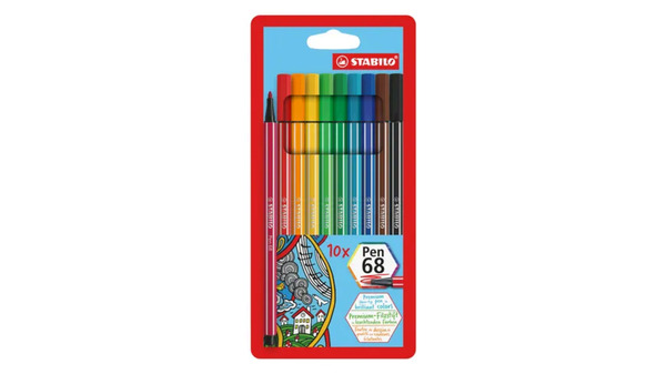 Bild 1 von STABILO® Premium-Fasermaler - STABILO Pen 68 - 10er Pack - mit 10 verschiedenen Farben