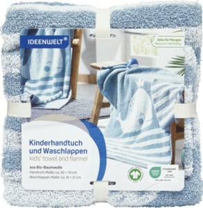 IDEENWELT Kinderhandtuch & Waschlappen Wal