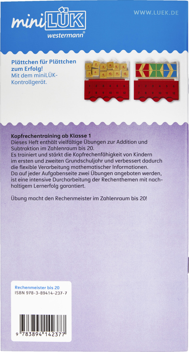 Bild 1 von mini LÜK Rechenmeister bis 20 Kopfrechentraining