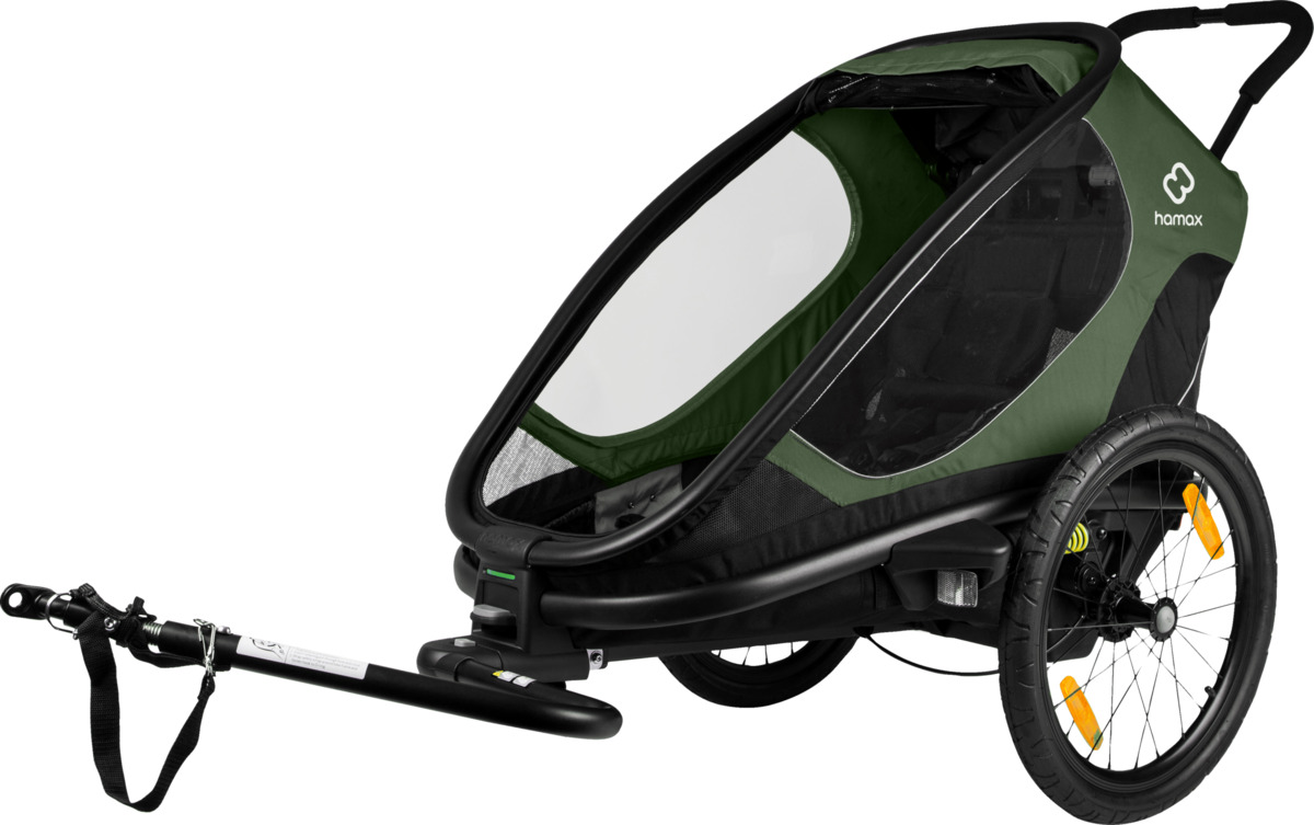 Bild 2 von Hamax Outback One – multifunktionaler Fahrradanhänger, grün/schwarz
