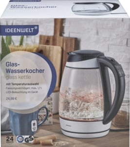 IDEENWELT Glas-Wasserkocher mit Temperaturanzeige