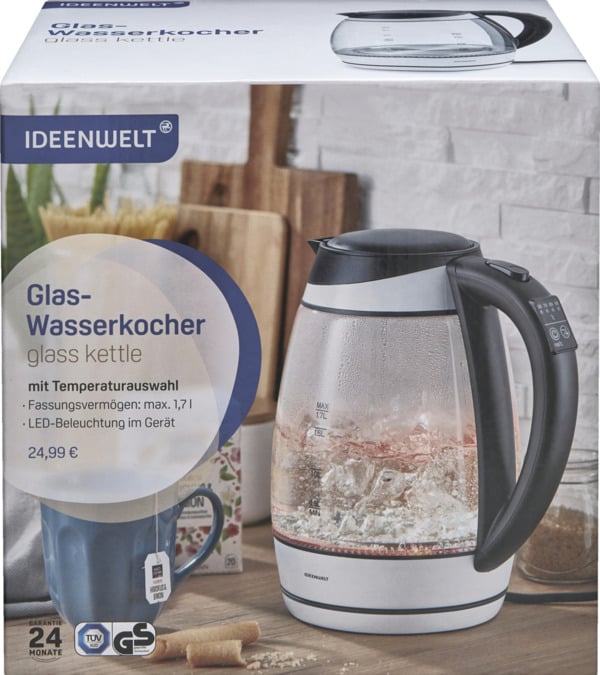 Bild 1 von IDEENWELT Glas-Wasserkocher mit Temperaturanzeige