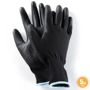 Powertec Garden Multifunktions Handschuhe, Schwarz, Größe 9 - 5er Set