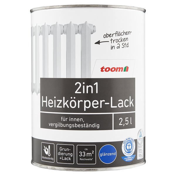 Bild 1 von toom 2in1 Heizkörperlack weiß glänzend 750 ml