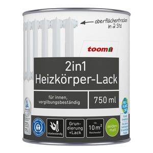 toom 2in1 Heizkörperlack weiß seidenmatt 750 ml