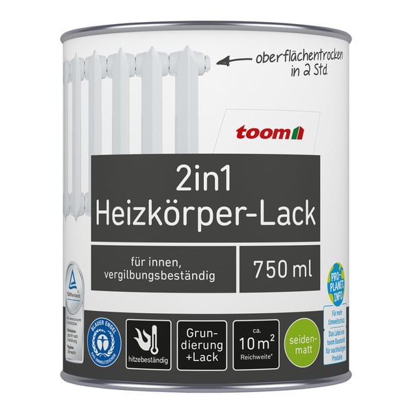 Bild 1 von toom 2in1 Heizkörperlack weiß seidenmatt 750 ml