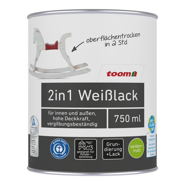 Bild 1 von toom 2in1 Weißlack seidenmatt 750 ml