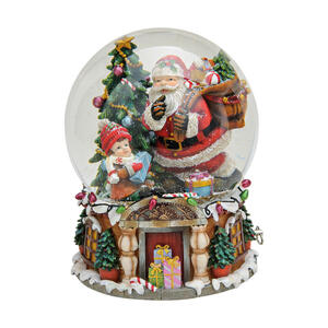 X-Mas SPIELUHR Schneekugel , 10010391 , Glas , 25x17x16 cm , 003579031003