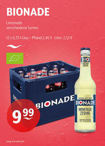 BIONADE Limonade
verschiedene Sorten