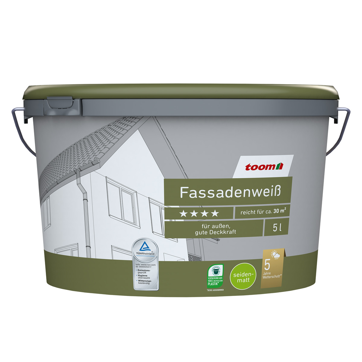 Bild 1 von toom Fassadenweiß seidenmatt 5 l