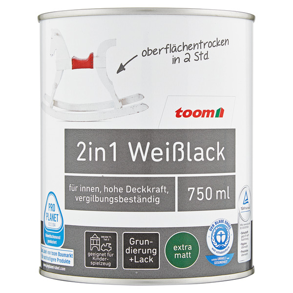 Bild 1 von toom 2in1 Weißlack matt 750 ml