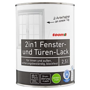 toom 2in1 Fenster- und Türenlack weiß seidenmatt 750 ml