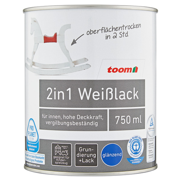 Bild 1 von toom 2in1 Weißlack glänzend 750 ml