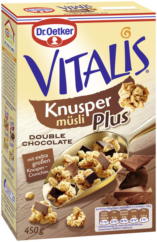 Bild 1 von Dr.Oetker Vitalis Knusper Plus Double Chocolate 450G