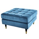 Bild 1 von riess-ambiente Hocker COZY VELVET - 80cm petrol blau gold Samt Metallfüße