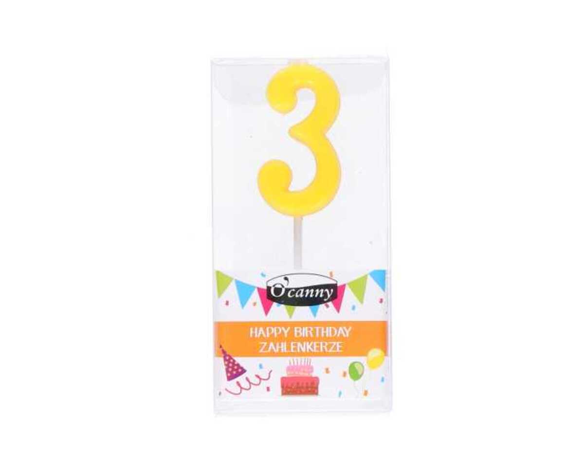 Bild 1 von Geburtstagskerze O'Canny, Zahl 3, sortiert
