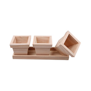 Blumentopf-Deko-Set aus Holz 4-teilig