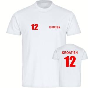 multifanshop® Herren T-Shirt  - Kroatien - Trikot 12 - Druck rot