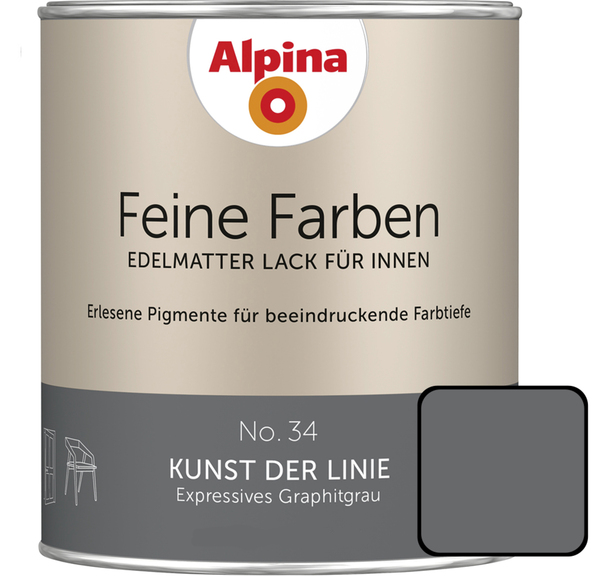 Bild 1 von Alpina Feine Farben Lack No. 34 Kunst der Linie  graphitgrau edelmatt 750 ml