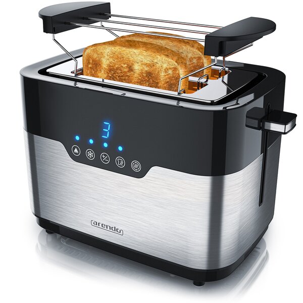 Bild 1 von Arendo 2-Scheiben Toaster MORGEN Edelstahl, 920 W, mit extra breiten Schlitzen, Touchpanel mit LED-Anzeige, Schwarz/Silber