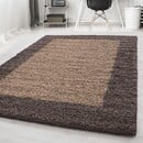 Bild 1 von Designer Hochflor Teppich, Langflor Shaggy Teppich 2 farbig Bordüre Muster