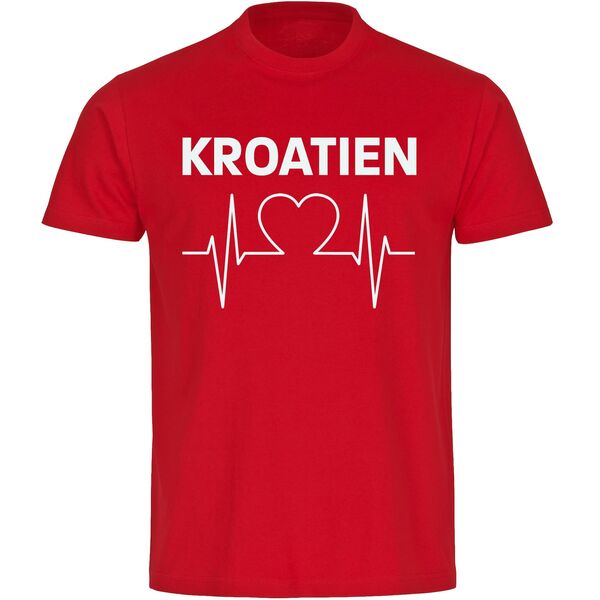 Bild 1 von multifanshop® Herren T-Shirt  - Kroatien - Herzschlag - Druck weiß