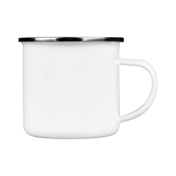 Bild 1 von Emaille Tasse individuell bedruckbar aus Stahlblech, Panorama, 300 ml, weiß