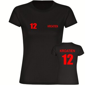 multifanshop® Damen T-Shirt  - Kroatien - Trikot 12 - Druck rot