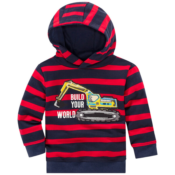 Bild 1 von Jungen Hoodie mit Bagger-Applikation ROT / DUNKELBLAU