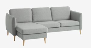 Sofa AARHUS Chaiselongue links Stoff hellgrau