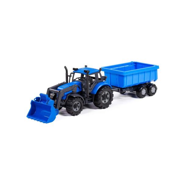 Bild 1 von Polesie Spielzeug-Traktor 91833 Frontlader Kippanhänger Schwungantrieb Radlader blau