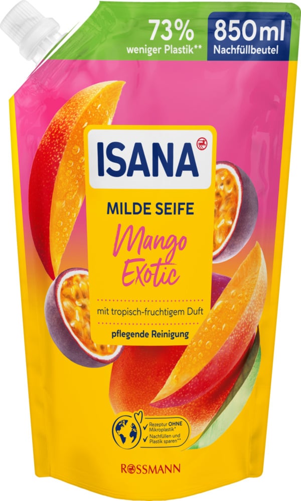 Bild 1 von ISANA Milde Seife Mango Exotic Nachfüllbeutel, 850 ml