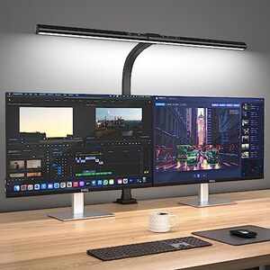 24W Schreibtischlampe LED Dimmbar, 80cm Superbreit Schreibtischlampe Klemmbar mit einstellbare Farbtemperaturen, Augenschutz Büro Tischlampe, Monitor Lampe, Keine Bildschirm Blendung oder Flimmern