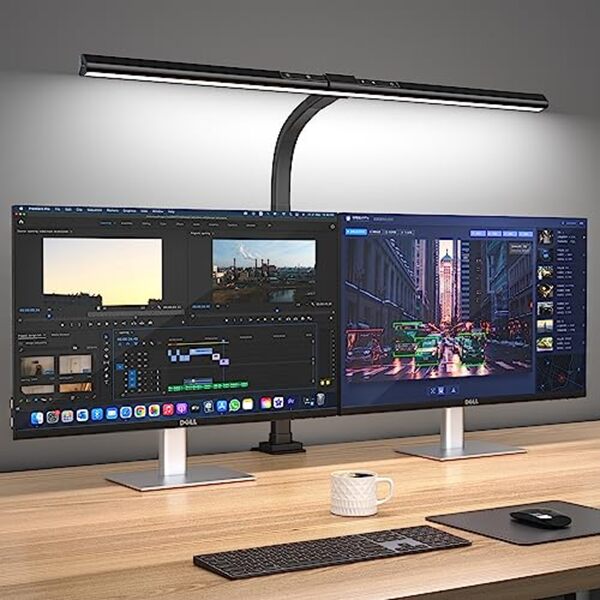 Bild 1 von 24W Schreibtischlampe LED Dimmbar, 80cm Superbreit Schreibtischlampe Klemmbar mit einstellbare Farbtemperaturen, Augenschutz Büro Tischlampe, Monitor Lampe, Keine Bildschirm Blendung oder Flimmern