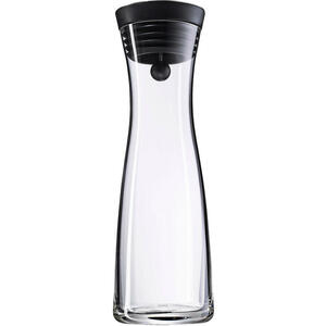 WMF Wasserkaraffe Basic, Klar, Schwarz, Edelstahl, Metall, Kunststoff, Glas, 1 L, Deckel, Kaffee & Tee, Kannen, Karaffen