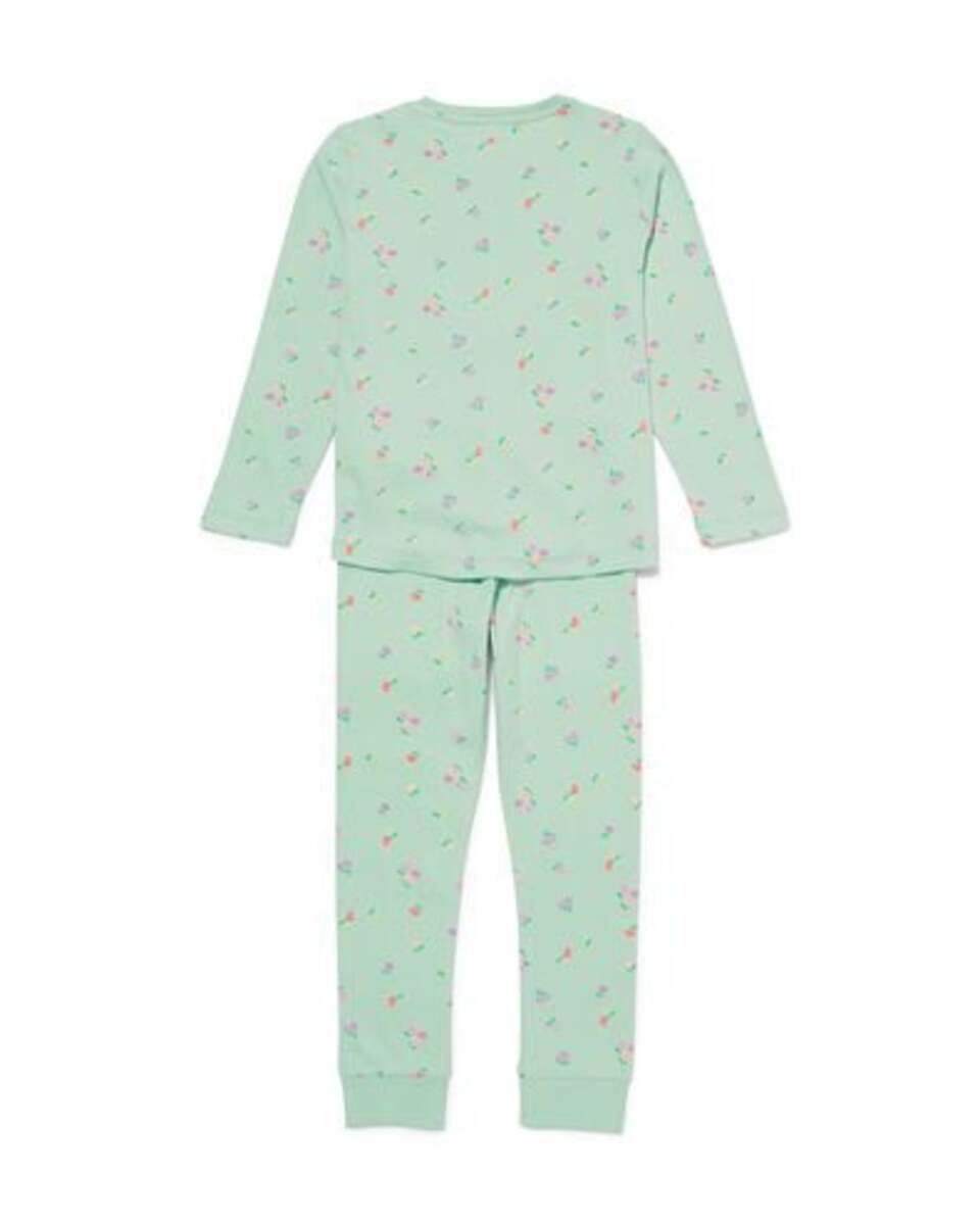 Bild 4 von Kinder-Pyjama, Blumen, gerippt, Baumwolle/Elasthan hellgrün